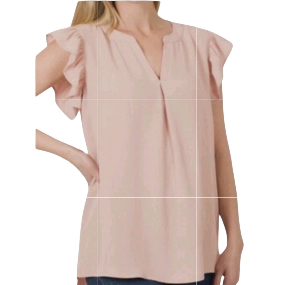 Boho Cream Textured Blouse Ruffle Sleeves Cream Pink Size 3X Plus Cottagecore NE